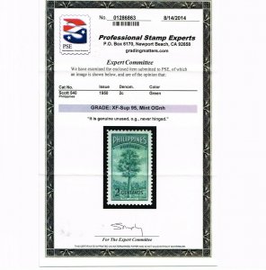 GENUINE PHILIPPINES SCOTT #540 MINT PRISTINE OG NH PSE CERT GRADED XF-SUPERB 95