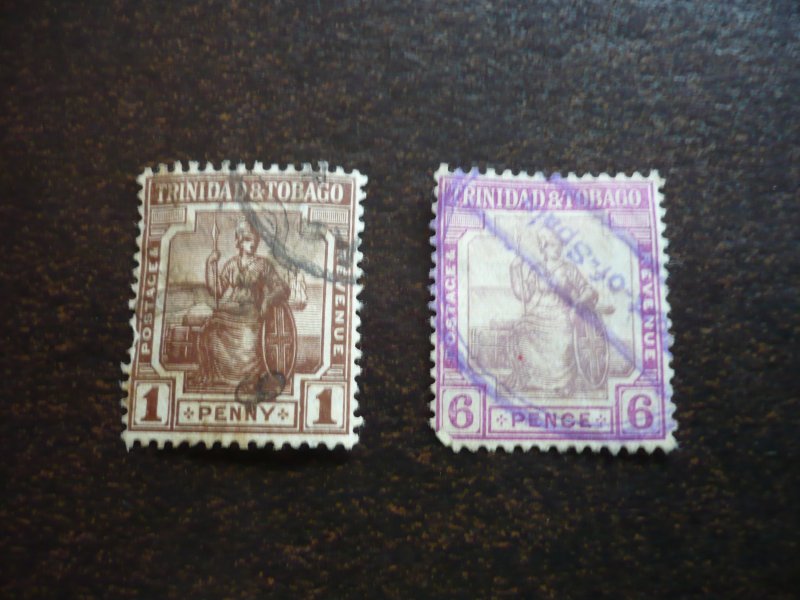 Stamps - Trinidad & Tobago - Scott# 14, 18 - Used Partial Set of 2 Stamps