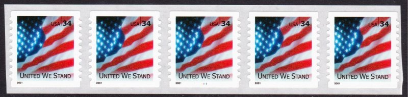 3550a Coil Strip of 5, MNH, XF, PNC p#1111