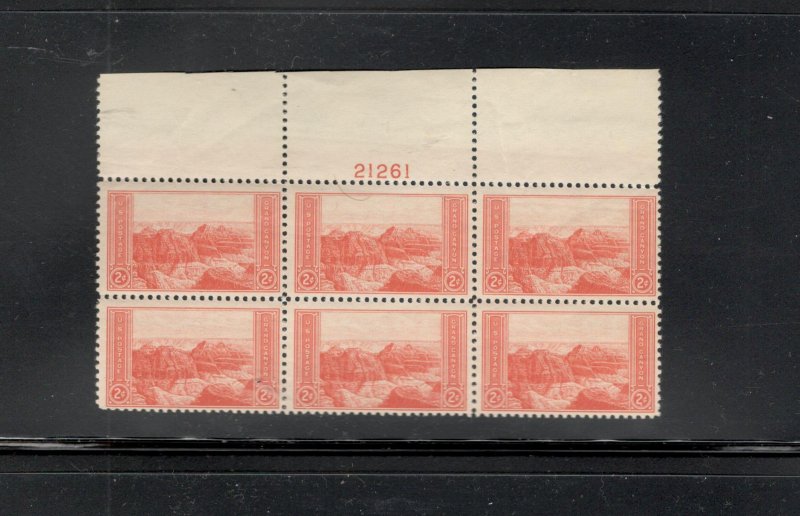 US SCOTT# 741, PLATE BLOCK OF 6, MNH, OG