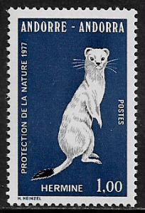 French Andorra #253 MNH Stamp - Ermine - Animal