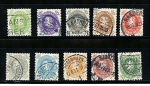 Denmark #210-219 (DE011) Complete 1930 Christian X, Used, F-VF, CV$55.05