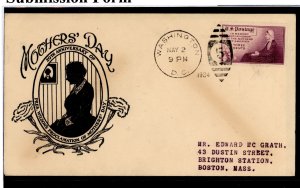 US 738 1934 3c Mother's Day (Whistler's Mother) on an addressed FDC with a cachet by an unknown publisher