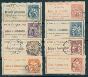 FRANCE, GROUP OF 8 DIFFERENT TELEPHONE STAMPS 1888-1906, F/VFU