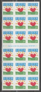 #2813A, Pane of 18, Love Sunrise PL# B111-1. MNH,