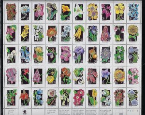 US #2647-2696 1992 WILDFLOWERS - PANE OF 50 .29C - MINT NEVER HINGED