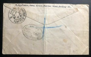 1946 Bombay India Airmail Cover To London England Redirected To Dublin Ireland