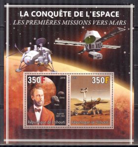Djibouti 2013 Conquest of Space (IX) First Missions Towards Mars Sheet MNH