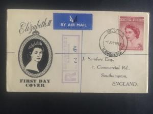 1953 Southern Rhodesia to UK Queen Elizabeth II Coronation First Day cover # 80