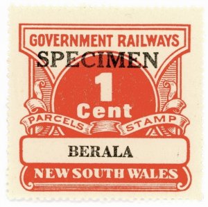 (I.B) Australia - NSW Government Railways : Parcel Stamp 1c (Berala) 1968