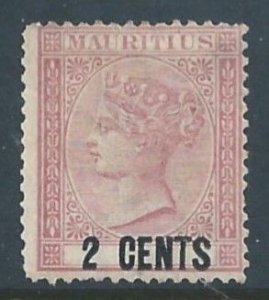 Mauritius #50 Mint No Gum Blank Queen Victoria Surcharged 2 Cents