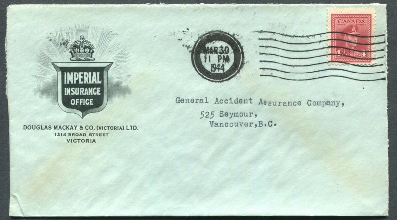 CANADA WWII BLACK OUT CANCEL COVER VICTORIA