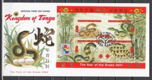 Tonga, Scott cat. 1043. Year of the Snake issue. First Day Cover. ^