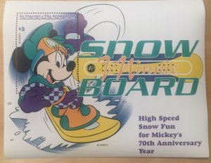 St. Vincent - Disney, Snow Board Minnie Stamp - Souvenir Sheet - MNH 
