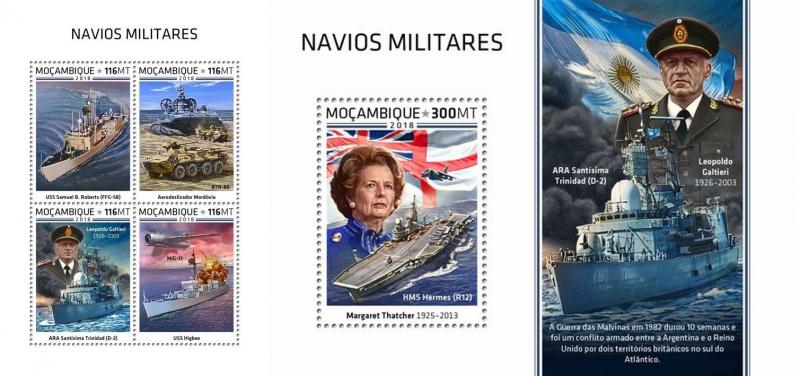 Z08 MOZ18517ab MOZAMBIQUE 2018 Military ships MNH ** Postfrisch Set