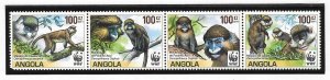 ANGOLA SC 1364+1364e NH STRIP+MINISHEET of 2011  - WWF - ANIMALS - MONKEYS 