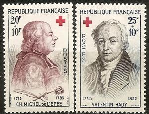 FRANCE B337-38 MINT OG 1959 RED CROSS PORTRAITS