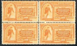 US E3 Special Delivery F - VF Hinged Block of 4 - Beautiful - cv $1,250