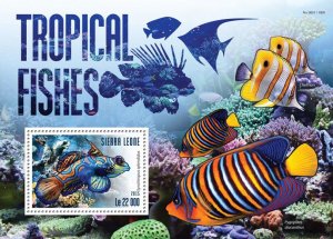 SIERRA LEONE - 2015 - Tropical Fishes - Perf Souv Sheet - Mint Never Hinged