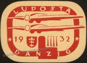 Germany 1932 DANZIG LUPOSTA Original Luftpost Flight MNH Vignette Cinder G102780