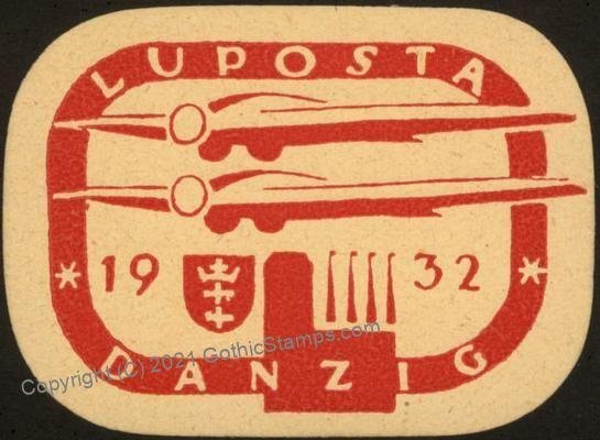 Germany 1932 DANZIG LUPOSTA Original Luftpost Flight MNH Vignette Cinder G102780