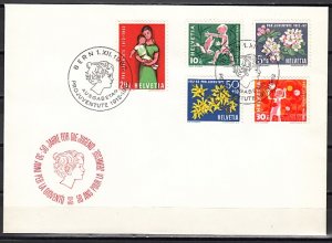 Switzerland, Scott cat. B318-B322. Flowers & Children. First day cover. ^