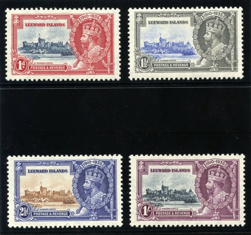 Leeward Islands 1935 KGV Silver Jubilee set complete MLH. SG 88-91. Sc 96-99.