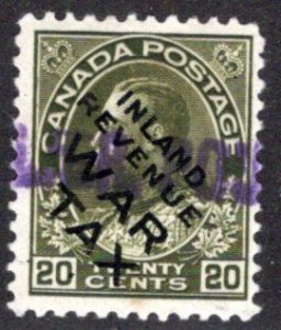 FWT5 / MR2Ci, used, 20c, Postage issues of 1912 o/p INLAND REVENUE WAR TAX