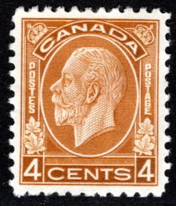198, Scott, 4c, KGV Medallion, 1932, VF/XF, MH, Canada Postage Stamp