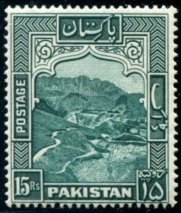 HERRICKSTAMP PAKISTAN Sc.# 42A Elusive 15 rupee perf 14. Scarce stamp. Mint NH