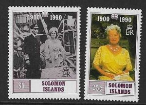 SOLOMON ISLANDS SG675/6 1990 90th BIRTHDAY OF QUEEN MOTHER MNH