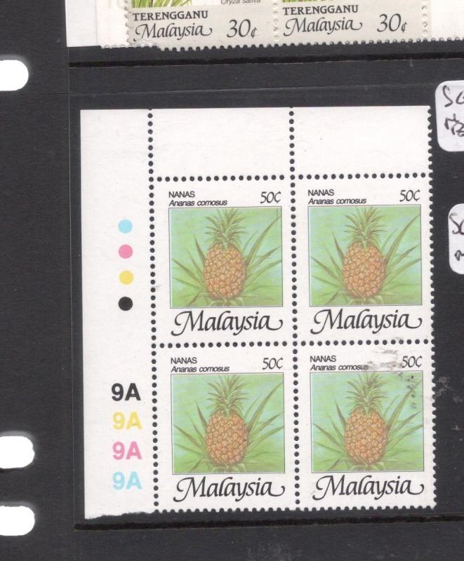 Malaysia SG 345a plate block of 4 MNH (5det)