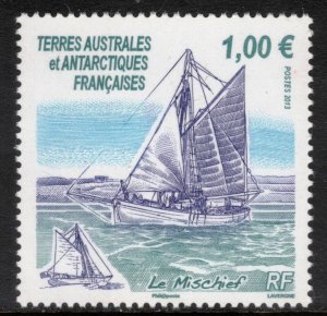 FRENCH ANTARCTIC 2013 Sailboat Le Mischief; Scott 475, Yvert 642; MNH