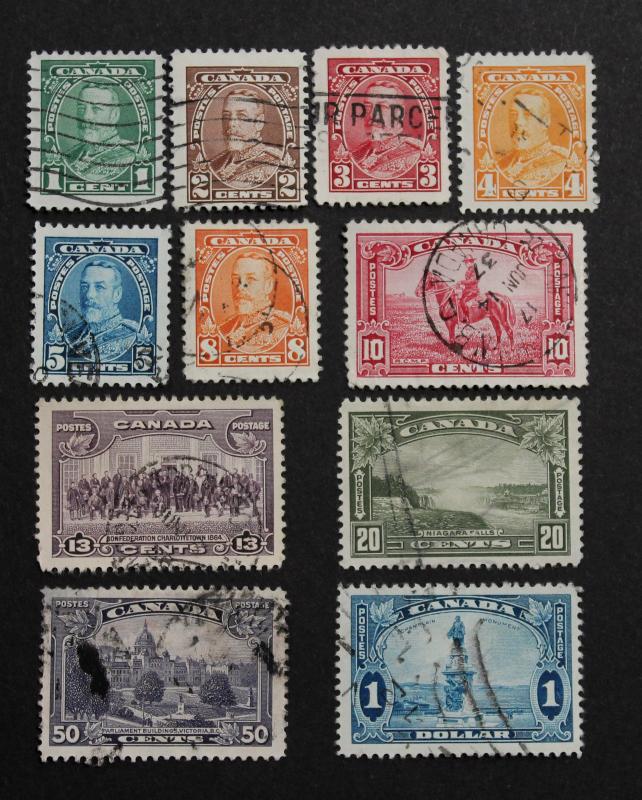Canada #217-227 Used 1935 1c-$1 King George V Definitives Complete