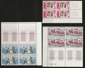 Andorra (French) Sc 155-157 set of 3 in blocks of 4 NH VF