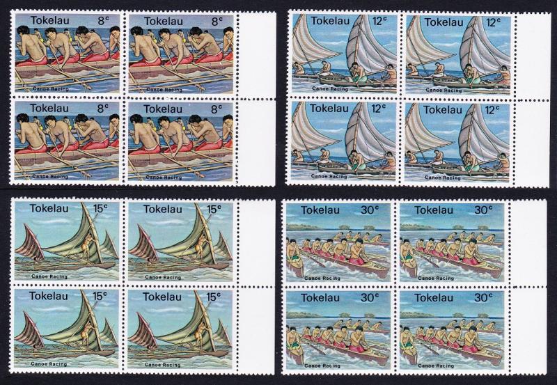 Tokelau Canoe Racing 4v Blocks of 4 with selvages SG#65-68 SC#65-68