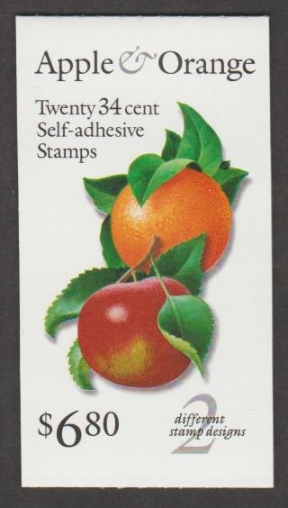 U.S. Scott #3492b-3492c-3492d BK284A Apple & Orange Stamp - Mint NH Booklet