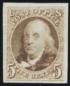 3, Unused 5¢ XF GEM With Four Nice Margins All around - Stuart Katz