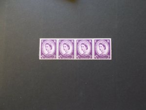 1955 Edward Crown 3d S/ways Wmk  SG 545b Coil Strip of 4 Superb U/M Cat £72 