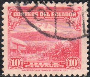 Ecuador 324 - Used - 10c Mt. Chimborazo (Volcano), rose (1934) (cv $0.60)
