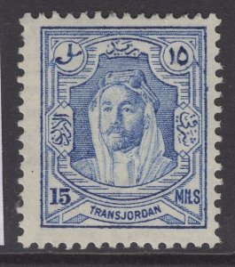 TRANSJORDAN SG200b 1939 15m ULTRAMARINE p13½x13 MTD MINT