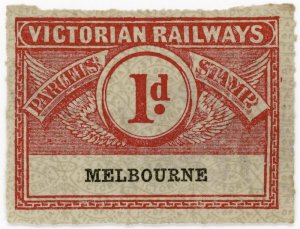 (I.B) Australia - Victoria Railways : Parcel Stamp 1d (Melbourne) 1934