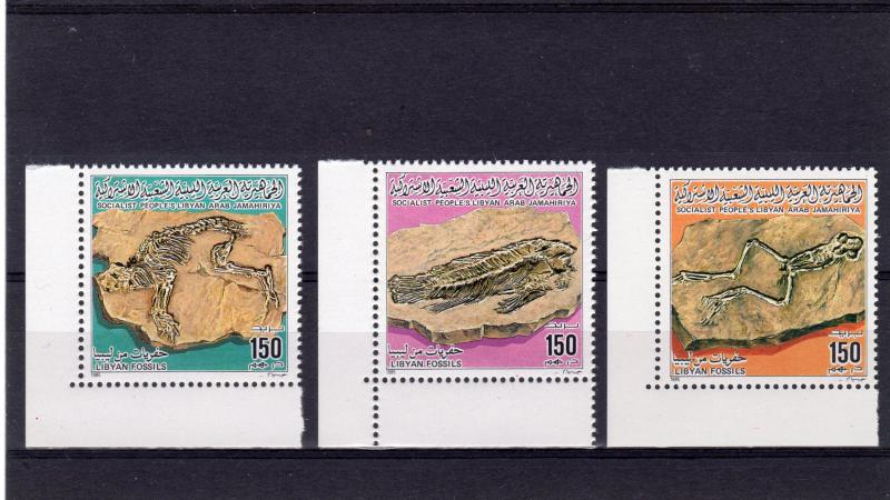 Libya 1985 Sc#1245/1247 FOSSILS (Frog-Fish-Mammal) Set (3) MNH