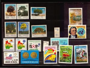 BOLIVIA MODERN MNH STAMPS TREE MOTORCYCLE HORSE SOCCER RADIO MAP VALUABLE STAMPS