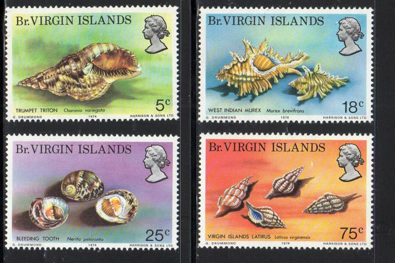 VIRGIN ISLANDS #274-277  1974  SEA SHELLS        MINT VF NH O.G