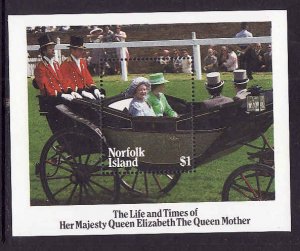 Norfolk Is-Sc #368- id8-unused NH sheet-Royalty-Queen Mother birthday-1985-