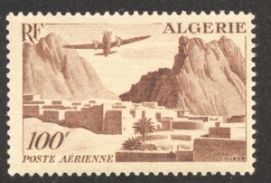 Algeria Scott C9 MNHOG - 1949 100fr Plane over Village Air Post Issue