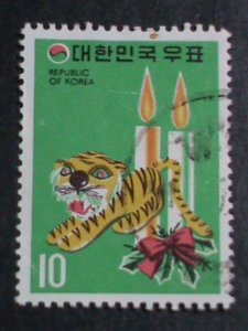 ​KOREA-1974 SC#880  NEW YEAR-YEAR OF THE LOVELY TIGER USED STAMP-VERY FINE