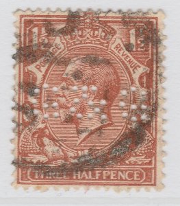 1934-36 Great Britain King George V 1 1/2d Used Stamp Perfin A19P23F46-