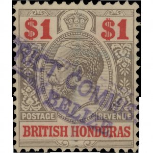 British Honduras 1913 (Used) $1 Black & Carmine ✔️